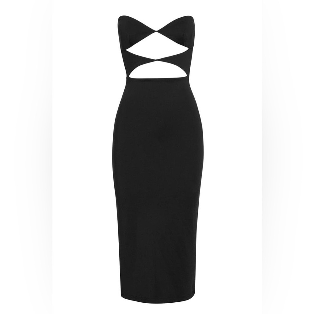 LEAU NWT Abyss Strapless Cutout Midi Dress - Black Size Medium